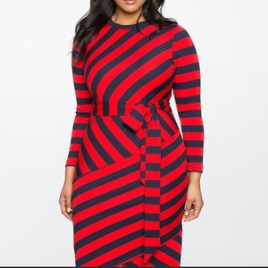 Red and navy strip dress